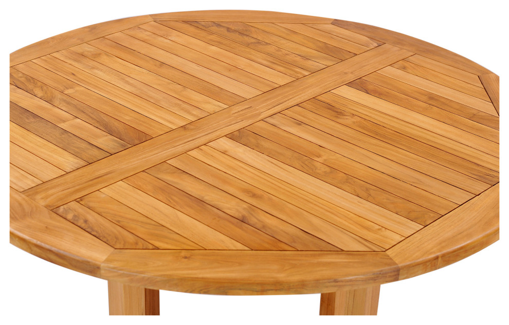 Teak Wood Hatteras Small Round Outdoor Patio Dining Table  39 quot  Transitional   Outdoor Dining Tables   by Chic Teak  Houzz