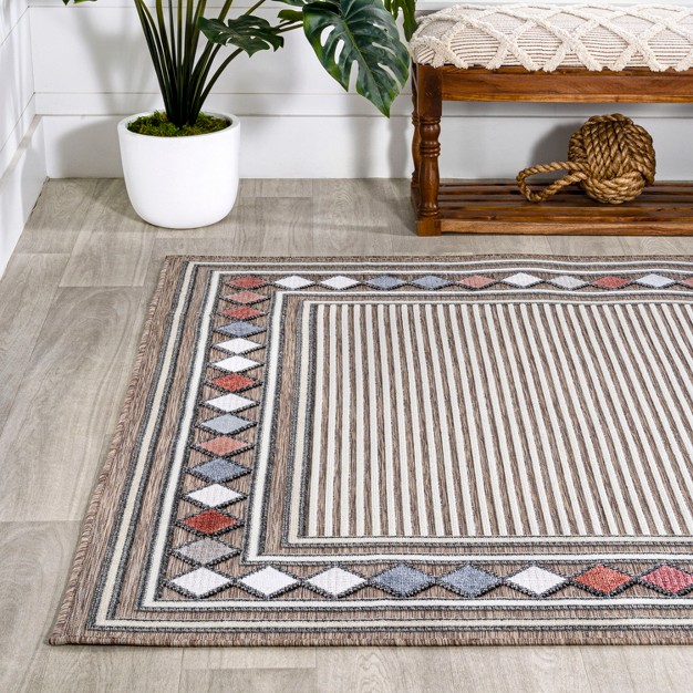 Jonathan Y Sebastian High low Modern Diamond Border Classic Indoor outdoor Area Rug