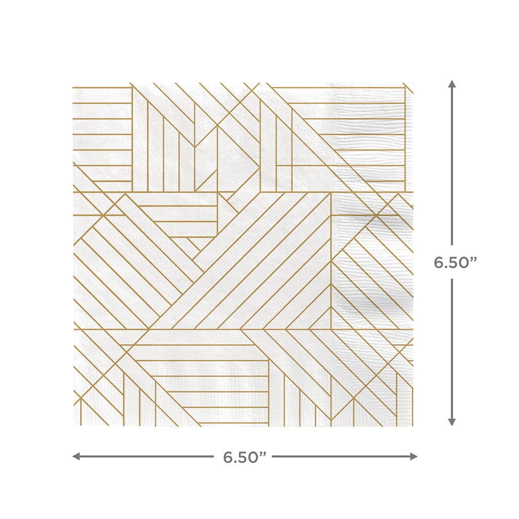 Hallmark  Gold Geometric on Ivory Dinner Napkins, Set of 16