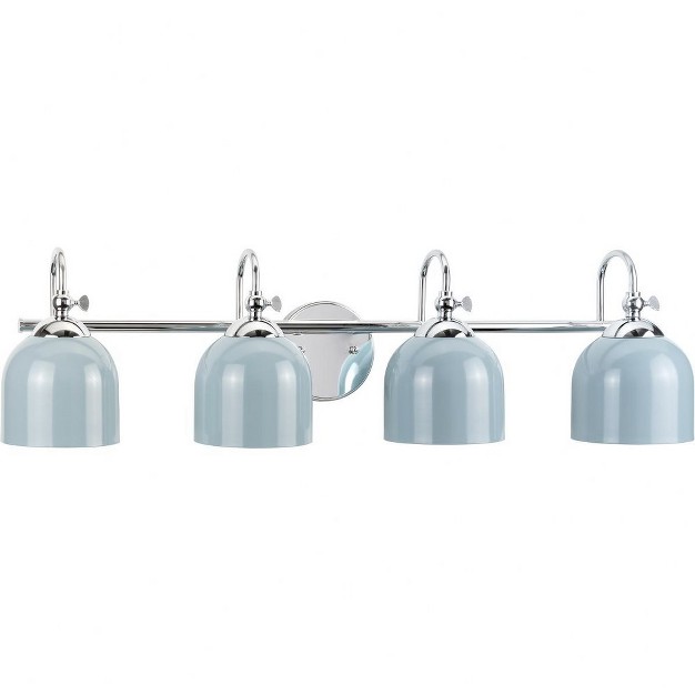 Progress Lighting Dalton 4 light Wall Light In Polished Chrome With Coastal Blue Shade