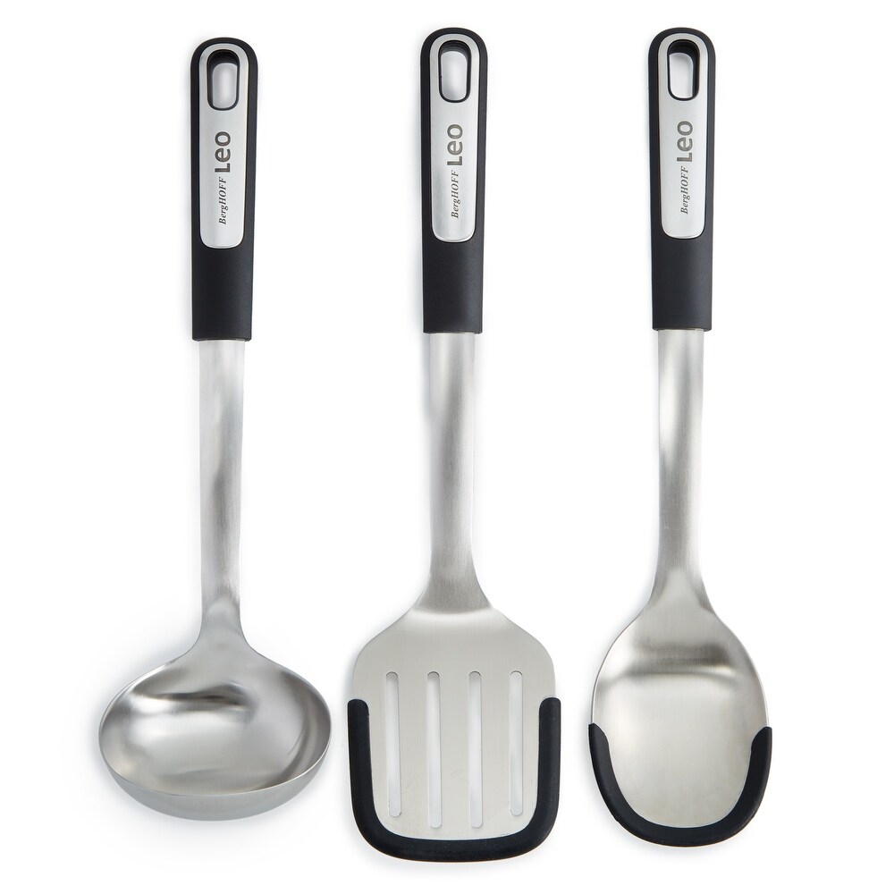 BergHOFF Graphite Stainless Steel 3Pc Utensil Set with Silicone Head  Recycled Material