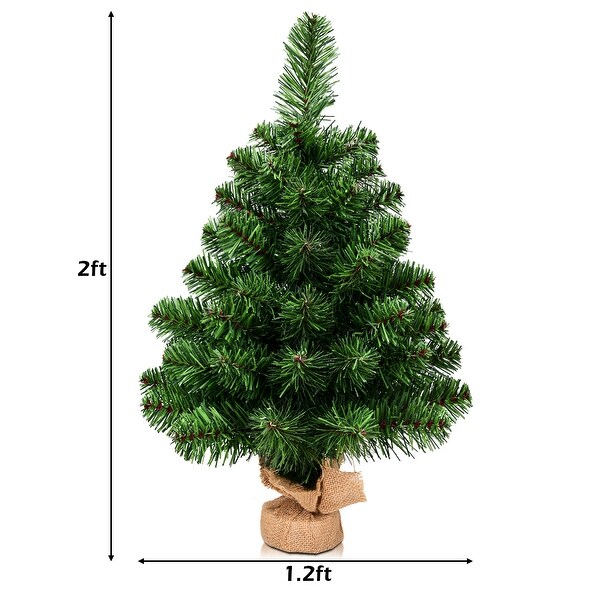 Costway 2Ft Season Decoration PVC Artificial Small Christmas Tree