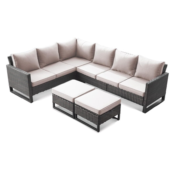 Outdoor Sectional Sofa Wicker Patio Conversation Sofa Set