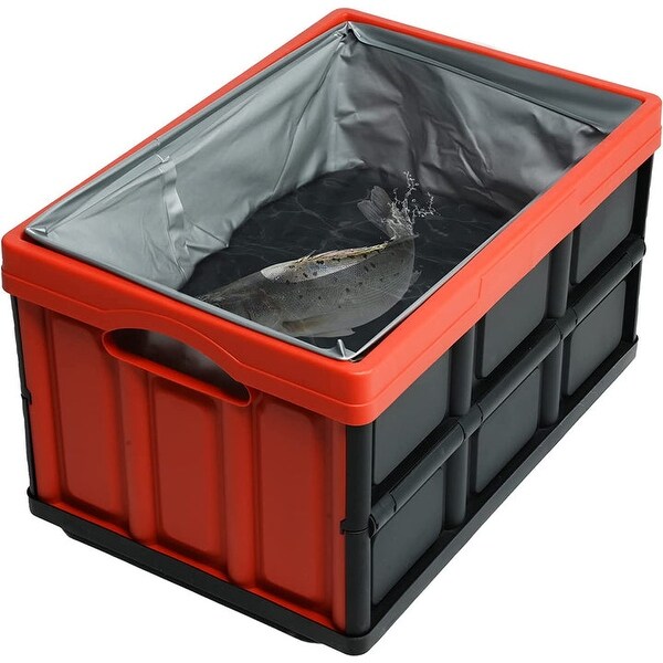 2-Pack Collapsible Plastic Storage Bins 50L Organizer Box Stackable Utility Crates with 2 Waterproof Bag and Lids