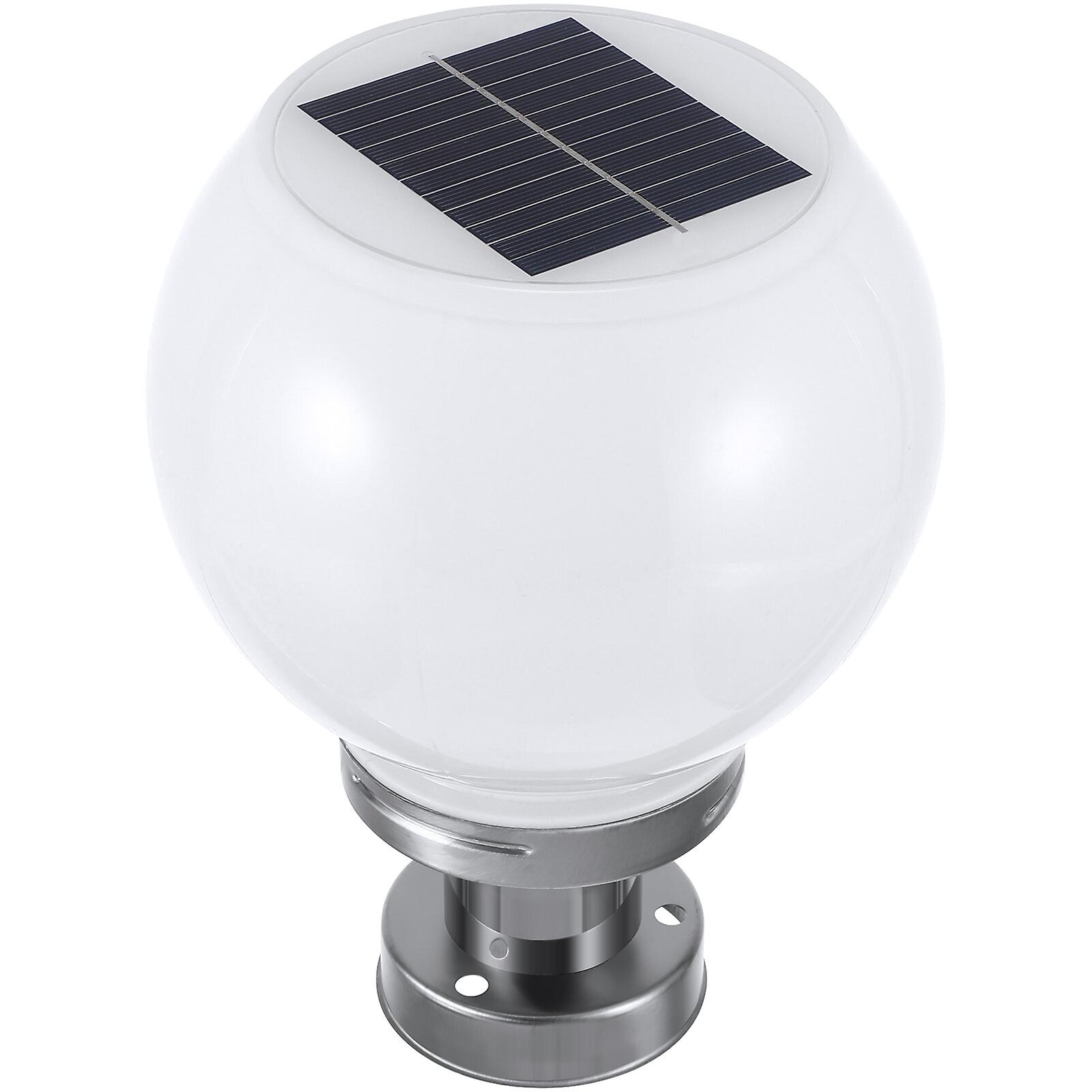 Led 200mm Solar Wall Pillar Lamp Outdoor Round Ball Round Light(white)