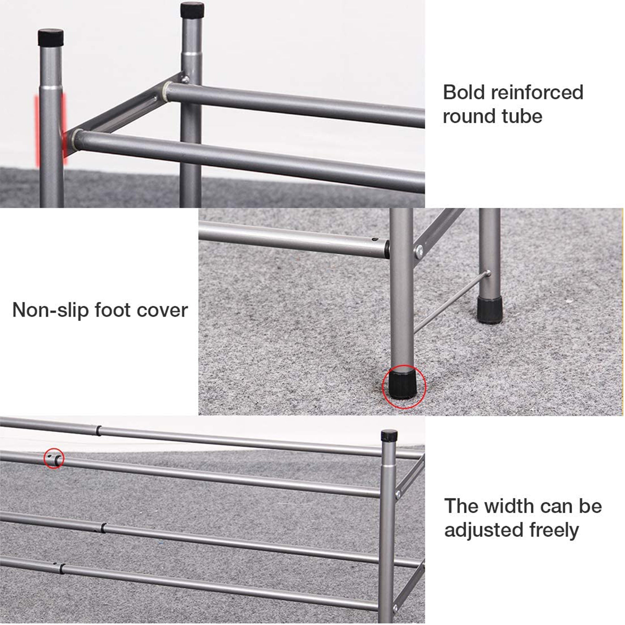 Forthcan Expandable Shoe Rack 2 Tiers Closet Shoe Organizer Shelf for Shoes 12 Pairs，Gray