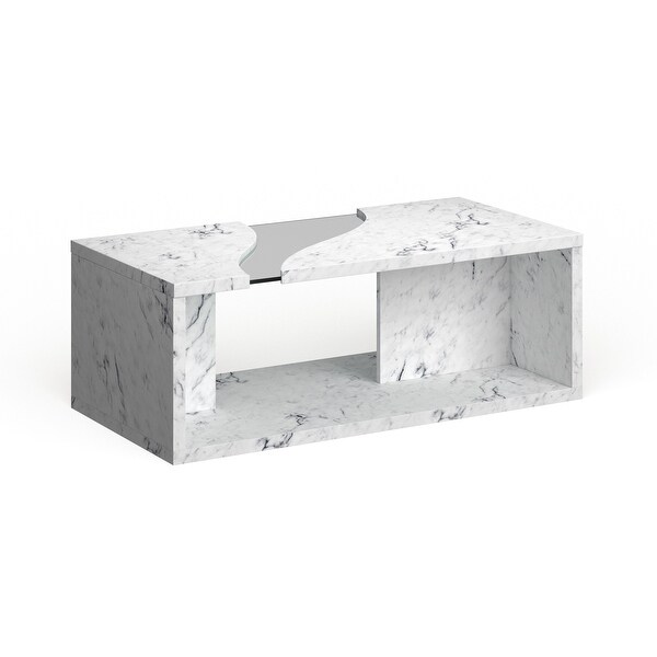 Furniture of America Kobe Faux Marble and Glass Coffee Table