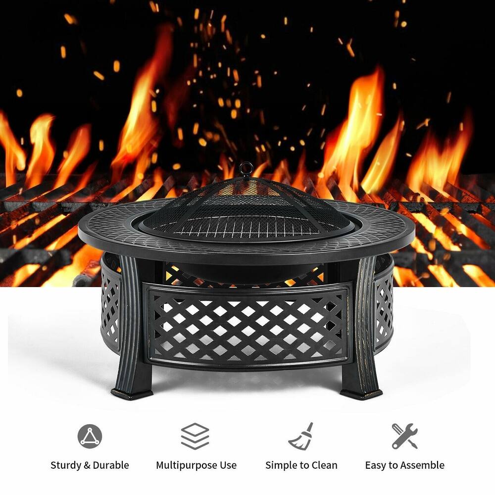 Outdoor Fireplace with BBQ Grill and High temp Resistance Finish   32\