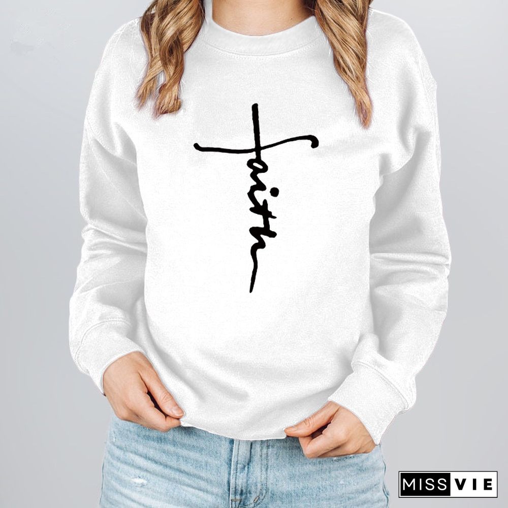 Letter Print Long Sleeve Crew Neck Casual Sweatshirt