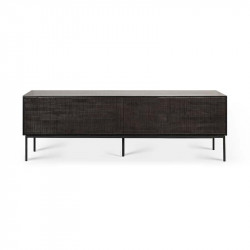 Meuble TV teck noir  162x45x53cm Grooves Ethnicraft - Mobilier intérieur - Mobilier - GRIIN