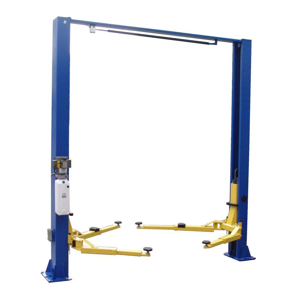 TUXEDO Asymmetric 2-Post Car Lift Clear Floor 9000 lbs. Capacity in Blue TP9KACX