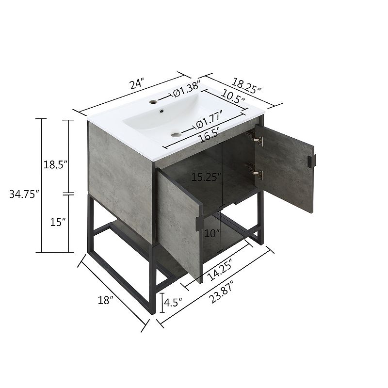 MANHATTAN COMFORT Scarsdale Bathroom Sink Vanity Floor Decor