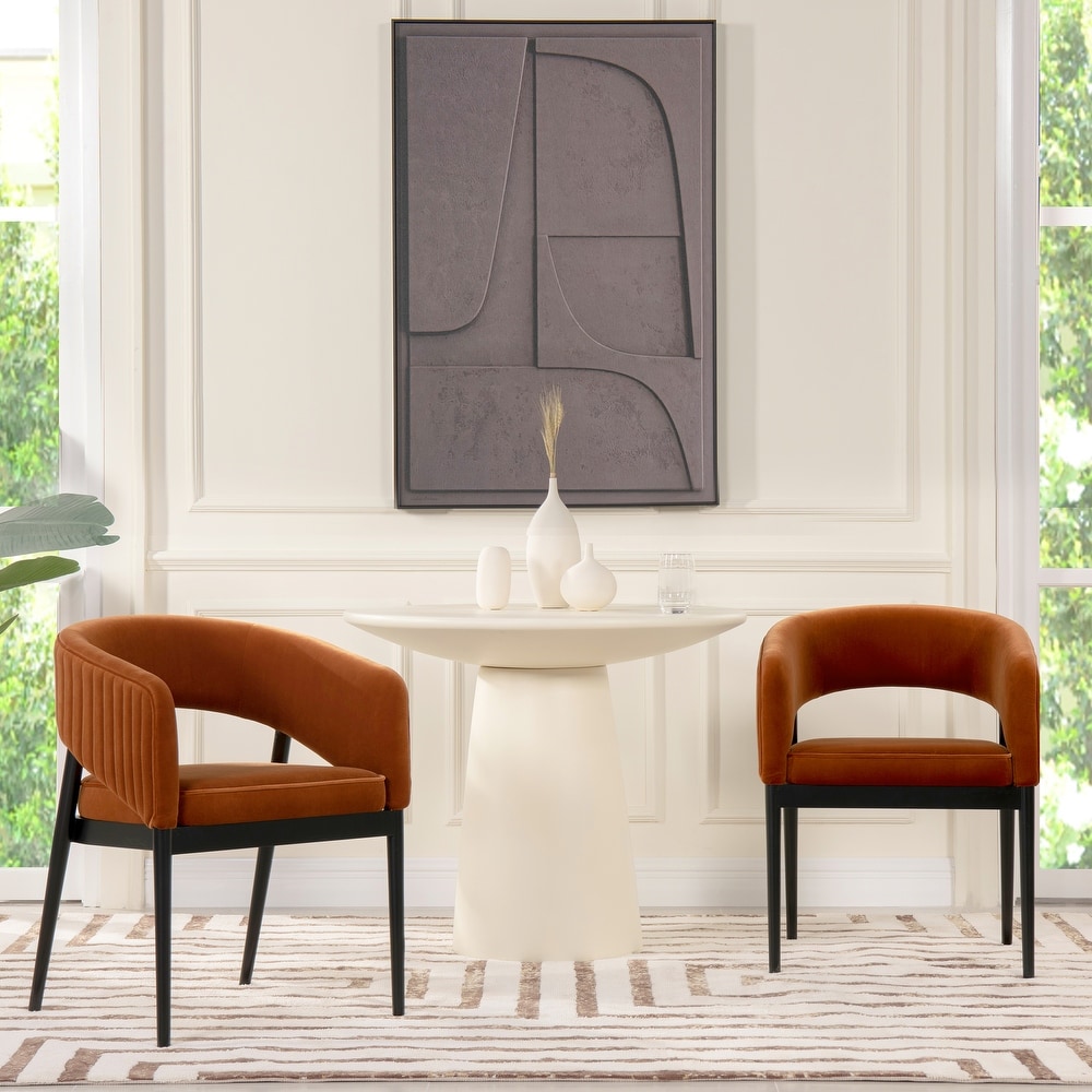 Mirah Retro Glam Velvet Tufted Open Barrel Back Dining Chair