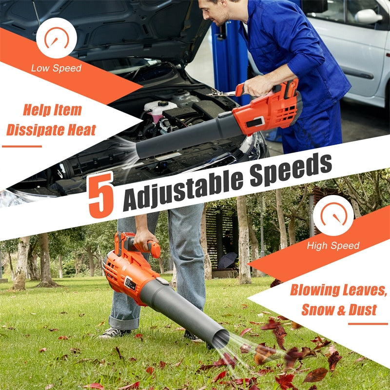 Electric Cordless Leaf Blower with Battery Charger for Garden Lawn Care