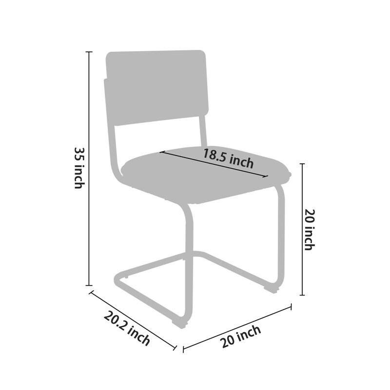 Modern Armless Chairs with Metal Legs for Dining Room(Set of 2) White