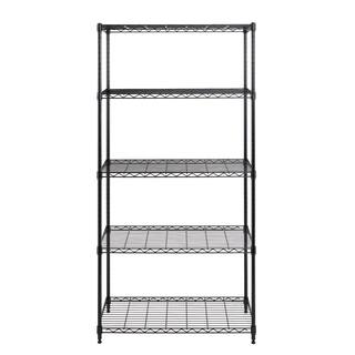 Seville Classics Black 5-Tier Steel Wire Garage Storage Shelving Unit (30 in. W x 60 in. H x 14 in. D) WEB675