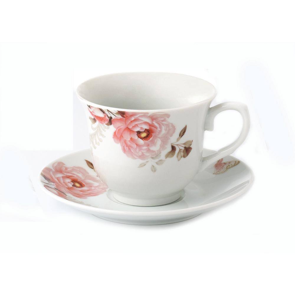 Lorren Home Trends Porcelain TeaCoffee Set-Service for 4 Pink Floral and Butterfly Design Sophie-4