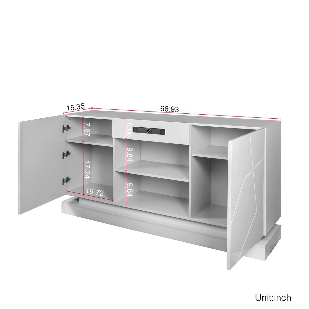 LED TV Stand with Bluetooth Speaker  Entertainment Center with LED Light Storage Drawers  LED TV Console for Up to 75\