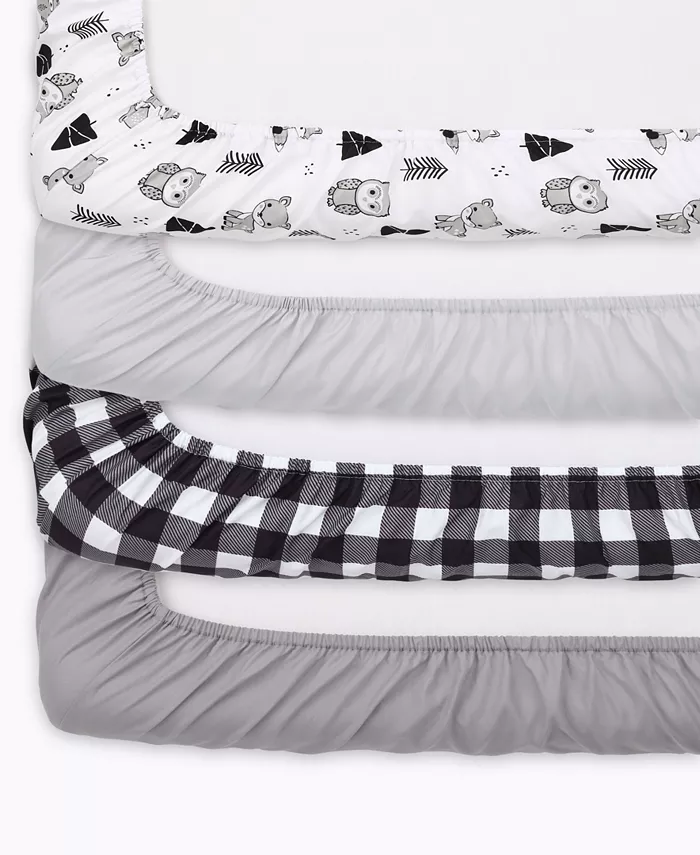 The Peanutshell Plaid Crib Sheets Set， 4 Piece