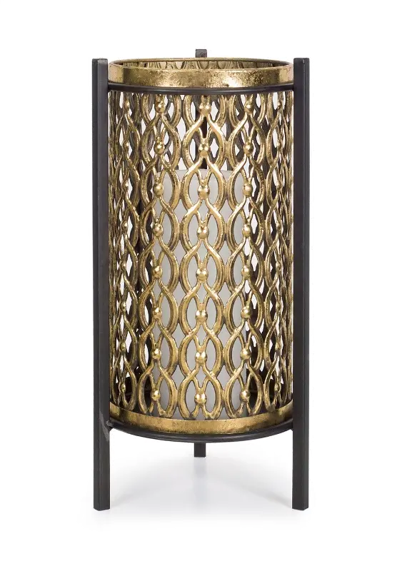 14 Inch Black and Gold Candle Holder