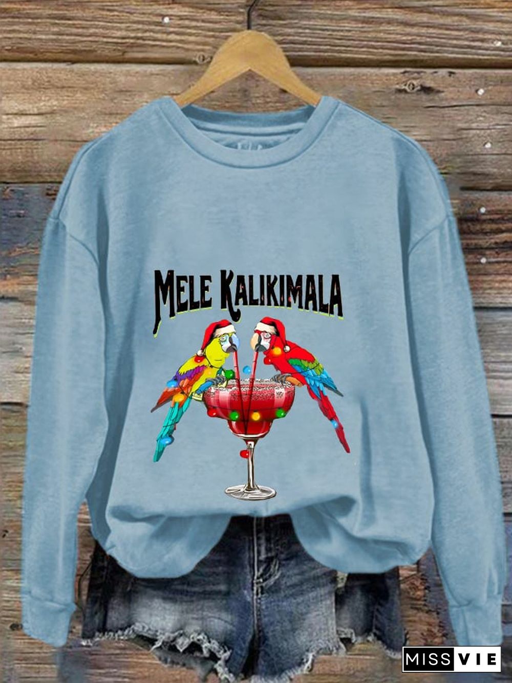 Women's Christmas Mele Kalikimaka Print Casual Sweatshirt