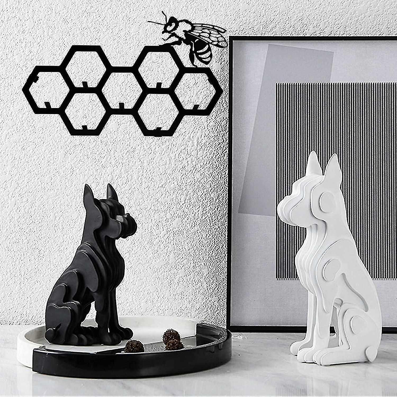 Metal Bee Coat Rack Wall Mounted， Bee With Honeycomb Metal Art Wall Decor， Bee Key Rack Beehive Wall