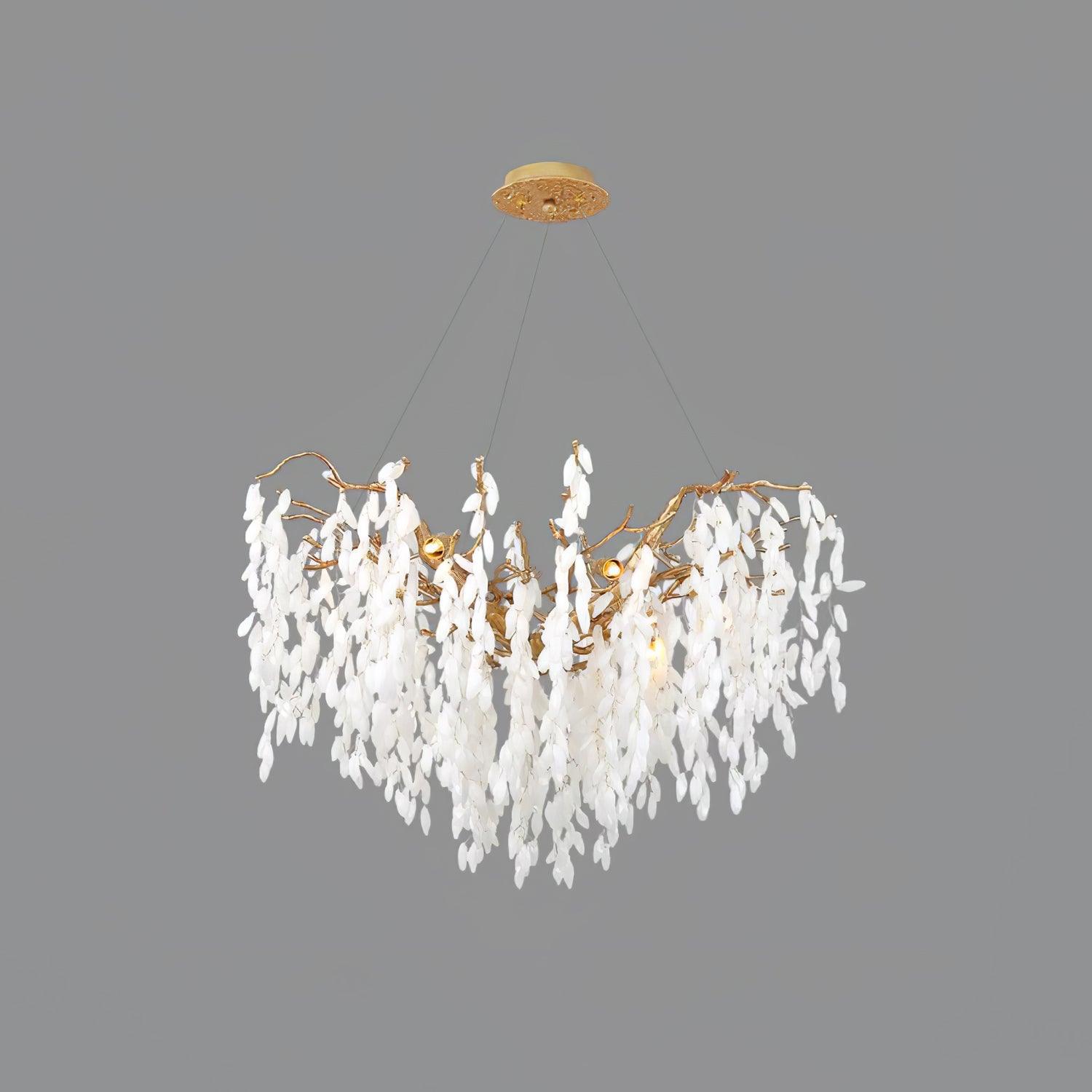 White Jade Branch Brass Chandelier