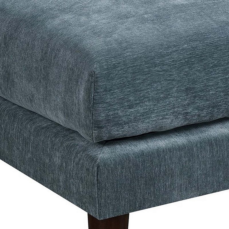 Rio 32 Inch Modular Ottoman， Box Cushion Seat， Wood Legs， Slate Blue Fabric