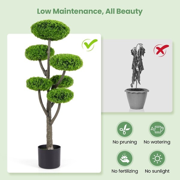 6 Ball Artificial Cypress Topiary Ball Tree with Weighted Pot for Porch