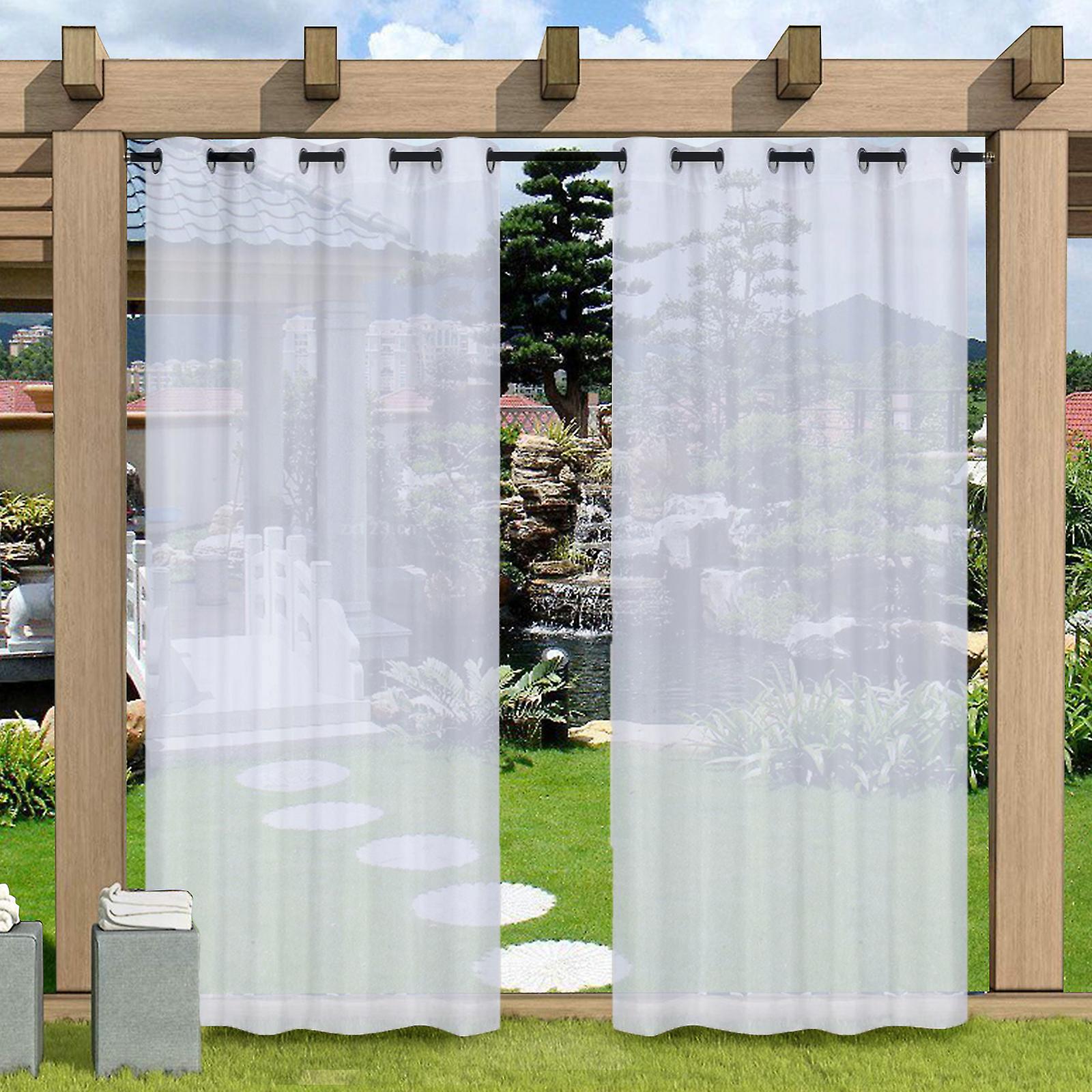 1 Panel Outdoor Semi Sheer Curtain Waterproof Curtain Privacy Grommet Curtains For Pergola Porch Pavilion Garden Lawn Corridor Sun Room Decor 52 X 96