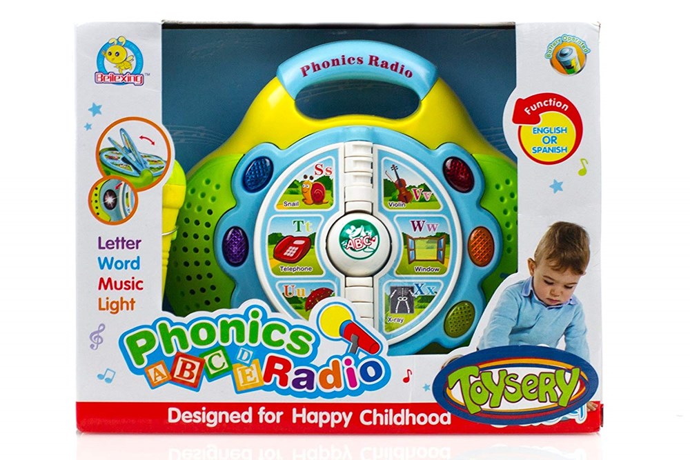 Toysery Child Phonics Radio Toy for Kids - Educational Learning Toy with Mic， Music and Colorful Lights for Boys and Girls