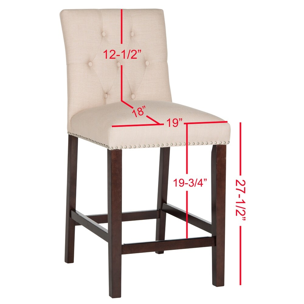 SAFAVIEH 27.5  Inch Norah Beige Counter Stool (Set of 2)