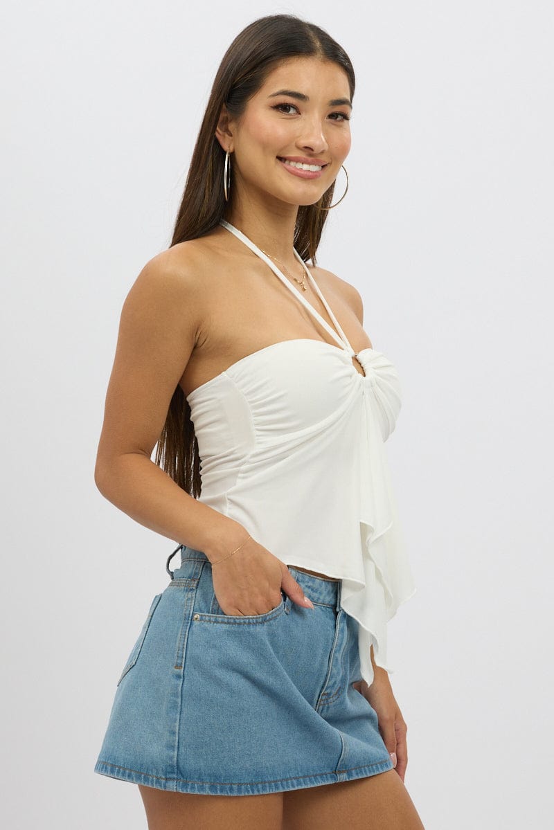 White Halter Top Sleeveless