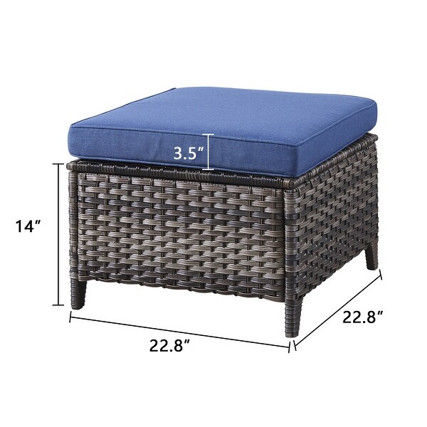 2 Piece Outdoor Ottoman Wicker Patio Ottomans