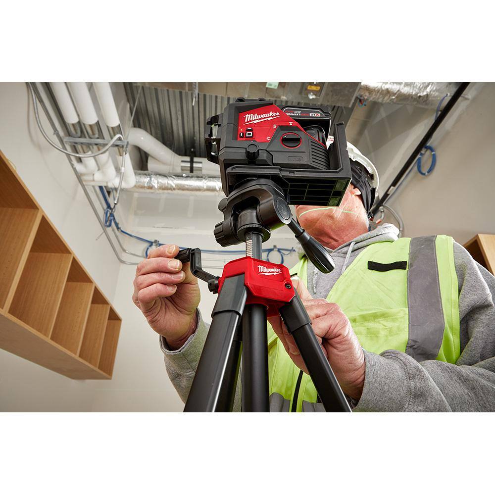 MW M12 12-Volt Lithium-Ion Cordless Green 125 ft. Cross Line  Plumb Points Laser Level Kit with 3.0 Ah Battery and Tripod 3622-21-48-35-1411