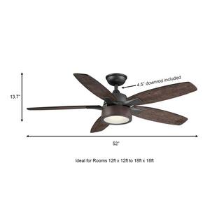 Home Decorators Collection Parkridge 52 in. LED Natural Iron Ceiling Fan With Light and Remote Control YG614-NI