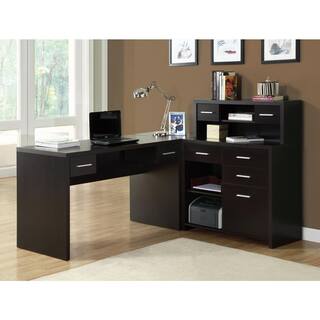 Monarch 47 in. L-Shaped Cappuccino 8 Drawer Computer Desk I 7018