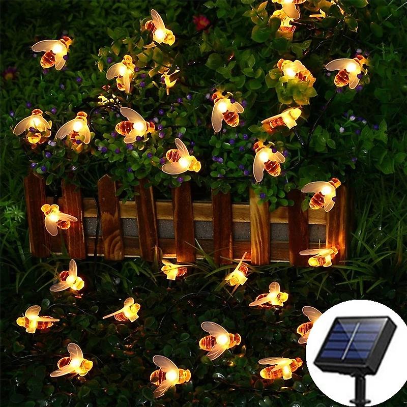 Waterproof Outdoor Cute Honey Bee Led Fairy String Lights Solar Bee Light  Christmas Garland Lights For Garden Fence Patio