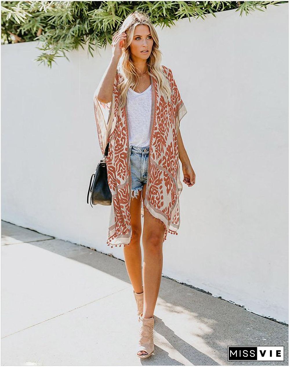 Fashion Kimono Tassel Beach Cover Up