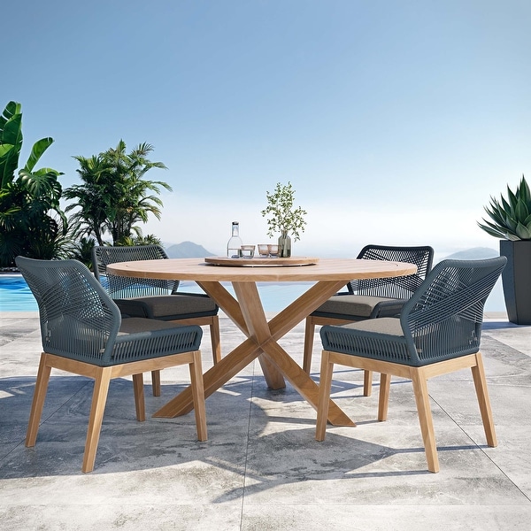 Wellspring 5Piece Outdoor Patio Teak Wood Dining Set