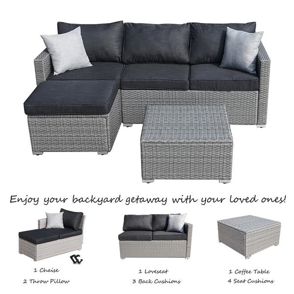 3-piece Patio Furniture Sets Resin Wicker Outdoor Sectional Sofa Chat Set - Overstock - 31721010