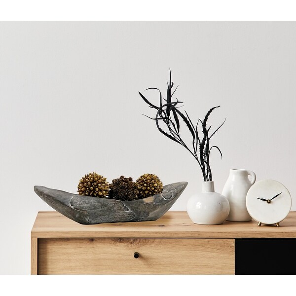 Set of Decorative Wood Bowl in Brown with Preserved Pinecone Topiary Balls