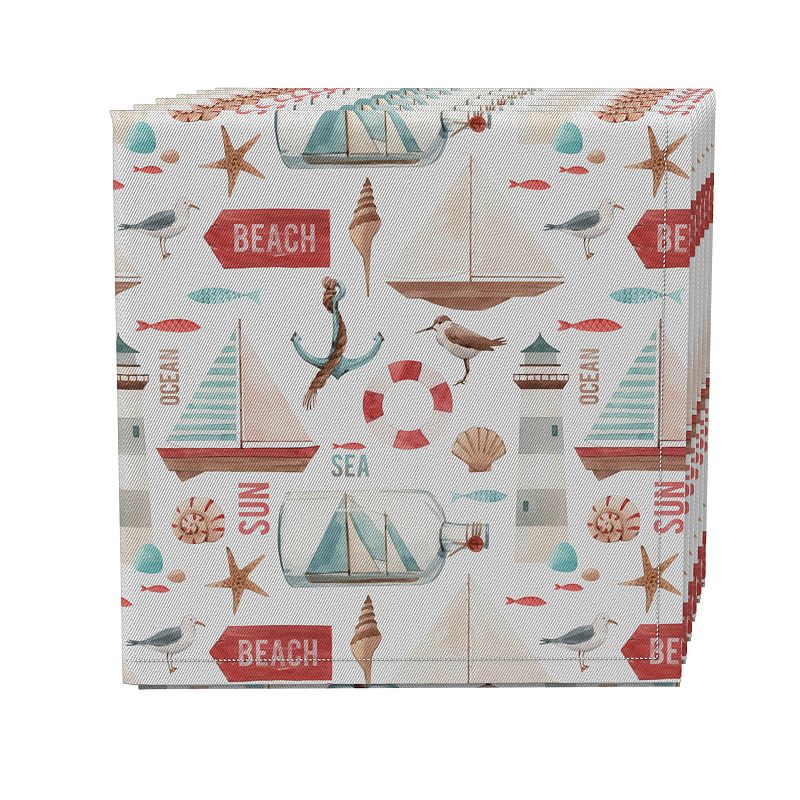 Napkin Set of 4， 100% Cotton， 20x20， Seaside Background