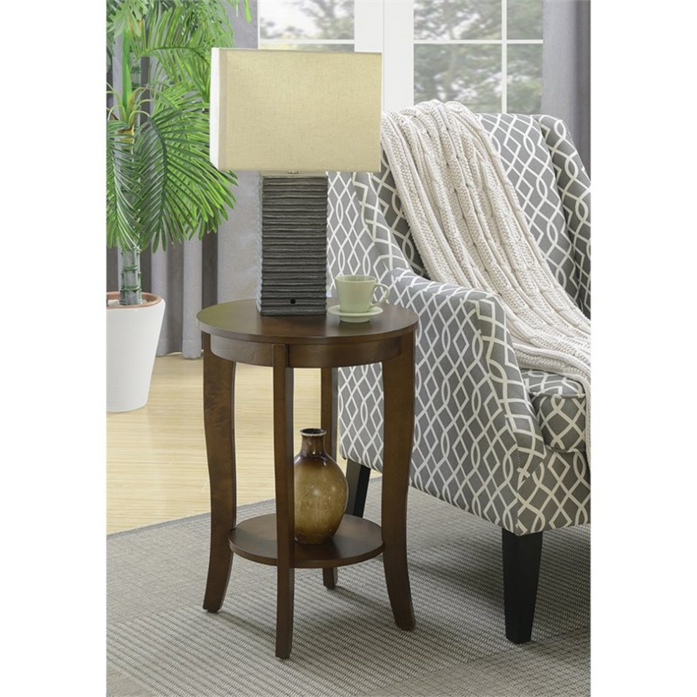 Convenience Concepts American Heritage Round Table in Black Wood Finish   Transitional   Side Tables And End Tables   by Homesquare  Houzz