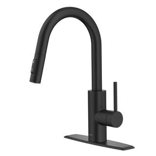 KRAUS Oletto Single Handle Pull Down Sprayer Kitchen Faucet with QuickDock Top Mount Installation Assembly in Matte Black KPF-2620MB