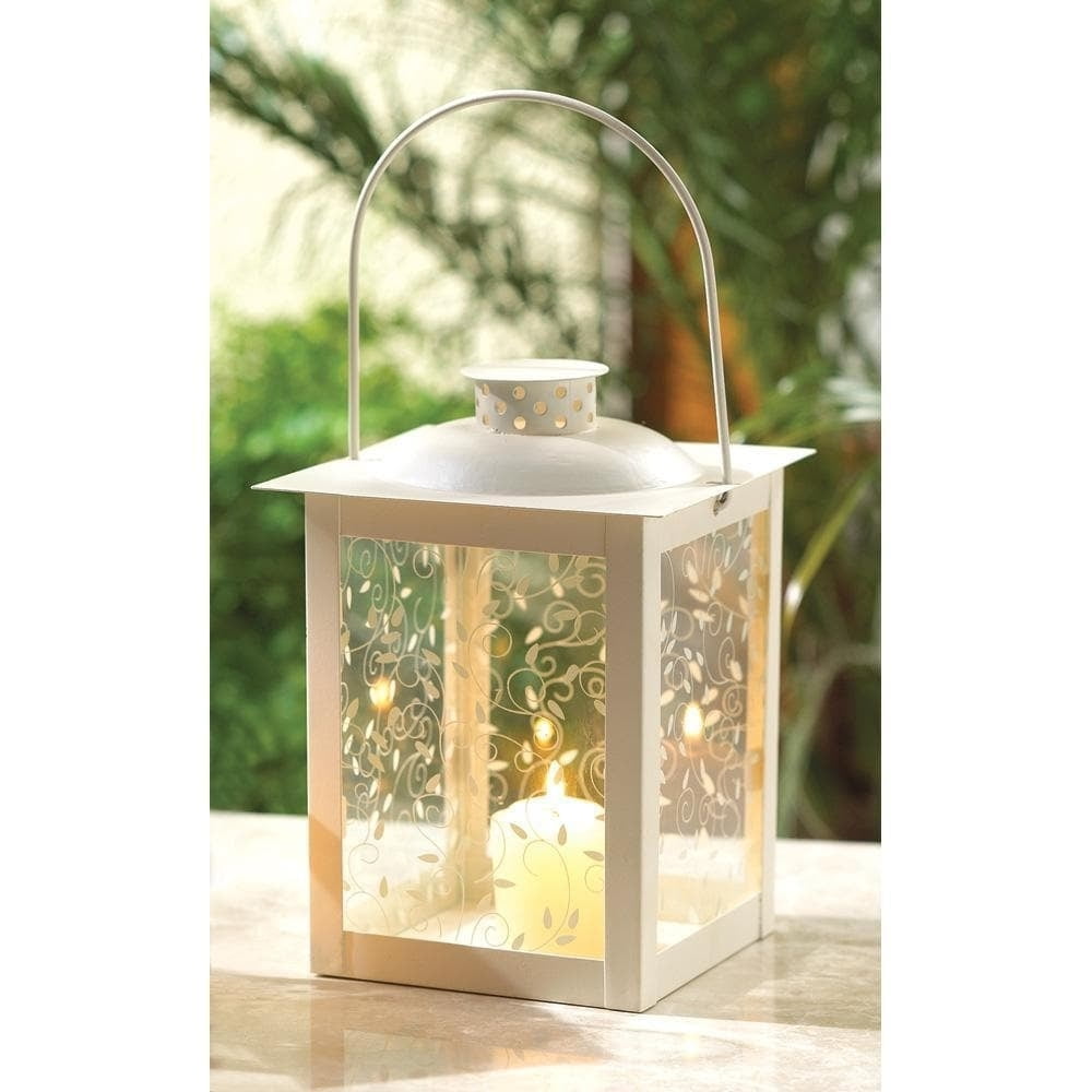 Set of 2 Tall Ivory Vine Lanterns