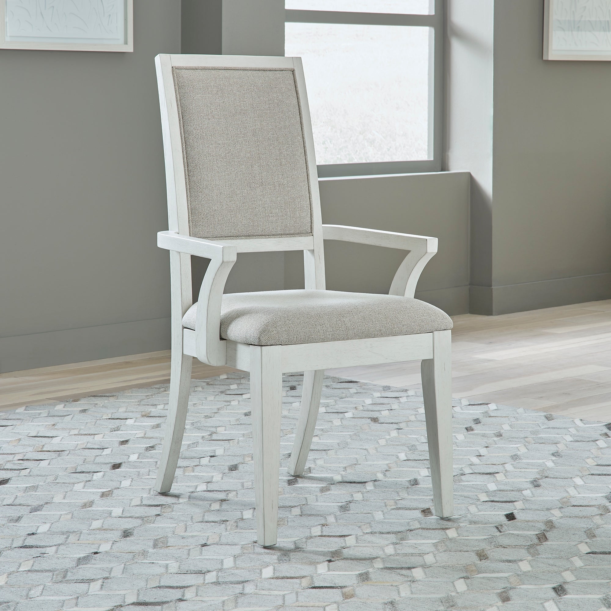 Mirage Wirebrushed White Uph Arm Chair- Set of 2 (Set of 2)