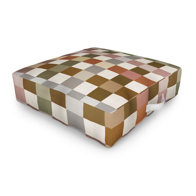 Ninola Design Multicolored Checker Natural Outdoor Floor Cushion Deny Designs