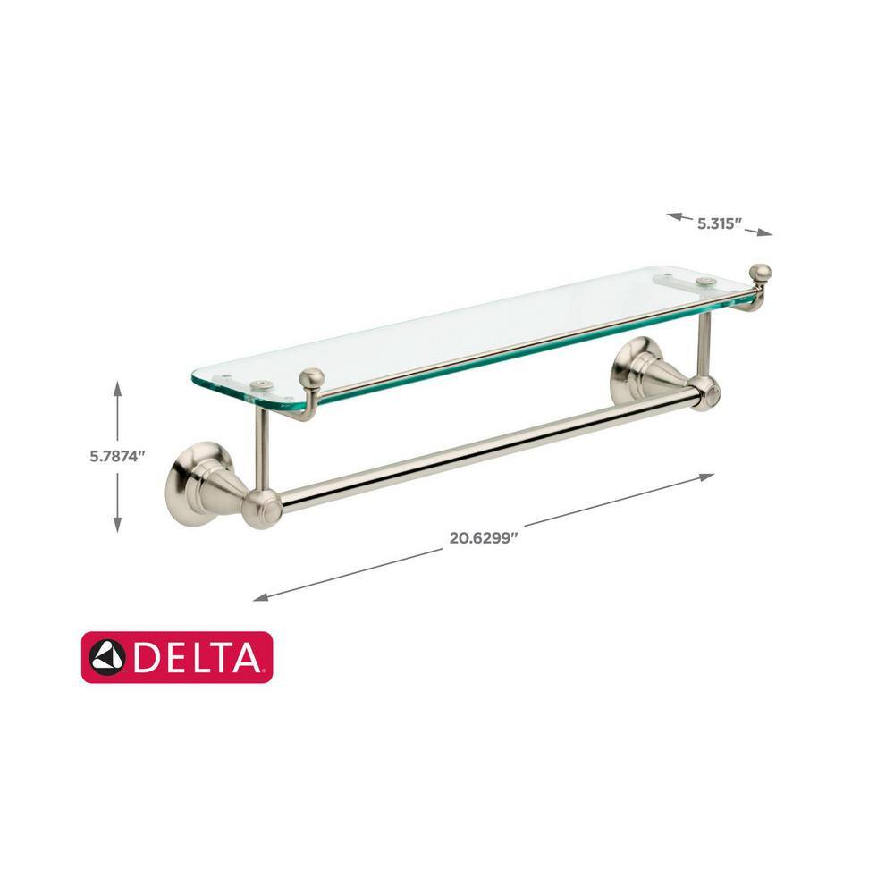 Delta Porter 18 in. Towel Bar with Glass Shelf in Brushed Nickel 78410-BN