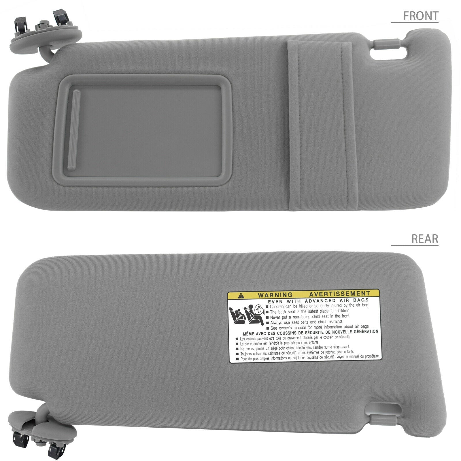 For Toyota Camry 2007-2011 Left Driver Side Sun Visor Without Sunroof Gray Clip